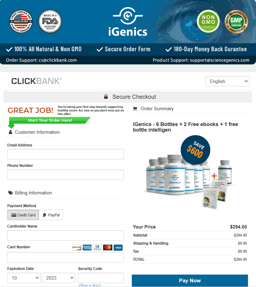 iGenics official order page